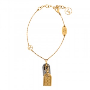 Pre Owned Louis Vuitton Two Tone Nanogram Bracelet