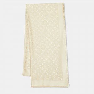 Louis Vuitton Ecru Monogram Silk & Wool Classique Shawl