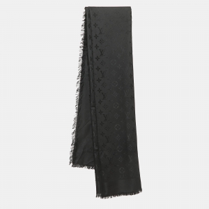 Louis Vuitton Black Monogram Wool & Silk Scarf