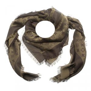 Pre Owned Louis Vuitton Brown and Gold Monogram Shine Shawl