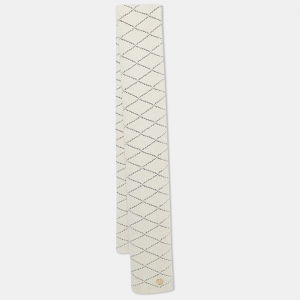 Pre Owned Louis Vuitton Cream Patterned Wool & Cashmere Écharp Martage Muffler
