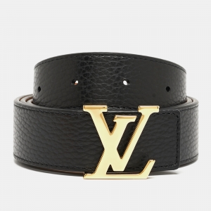 Louis Vuitton Black/Brown Leather LV Initials Reversible Belt 85CM