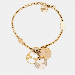 Louis Vuitton Miss LV Enamel Gold Tone Charm Bracelet
