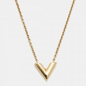 Louis Vuitton  Essential V Gold Tone  Necklace 