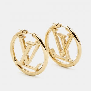 Louis Vuitton Louise Gold Tone Hoop Earrings