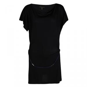 Louis Vuitton Black Draped Tie Detail Jersey Dress XS