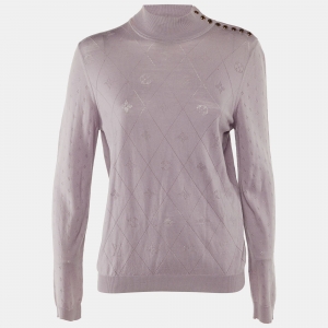 Pre Owned Louis Vuitton Mauve Purple Monogram Pattern Wool Sweater L