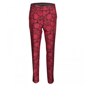 Louis Vuitton Red Jacquard Lace Print Pants M