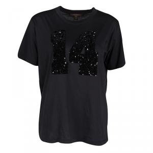 Louis Vuitton Black Sequin Embellished Short Sleeve T-Shirt M