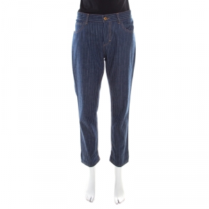 Louis Vuitton Indigo Striped Denim Straight Fit Jeans M