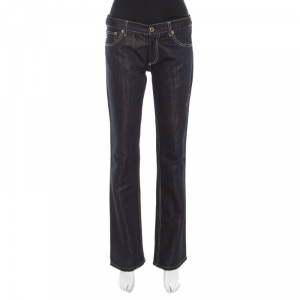 Louis Vuitton Indigo Lurex Detail Dark Wash Low Rise Denim Jeans M