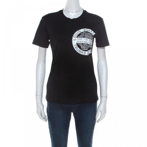 Louis Vuitton Black Cotton Logo Stamp T Shirt XS 