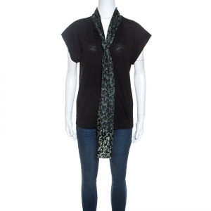 Louis Vuitton Bicolor Wool and Silk Sequinned Scarf Detail Top M  