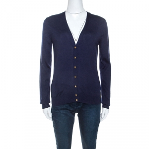 Louis Vuitton Navy Blue Knit Button Front Cardigan S