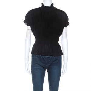 Louis Vuitton Black Cashmere Smock Detail Zip Front S