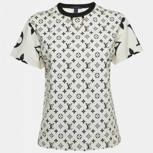 Louis Vuitton Cream Mix Monogram Cotton Chain Crew Neck T-Shirt S
