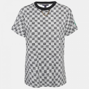 Louis Vuitton Black/White Checked Cotton Jersey Crew Neck T-Shirt  XL