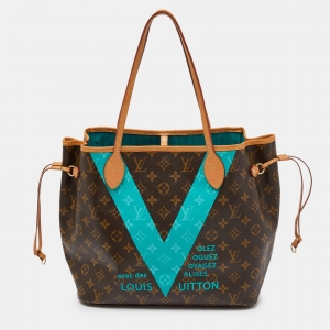 Louis Vuitton Turquoise Monogram V Canvas Neverfull MM Bag
