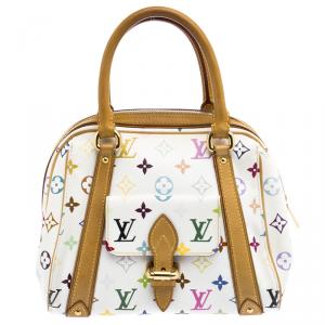 Pre Owned Louis Vuitton White Multicolore Monogram Canvas Priscilla Bag