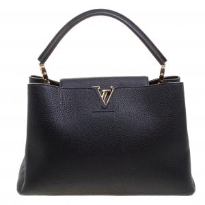 Pre Owned Louis Vuitton Black Taurillon Leather Capucines MM Bag