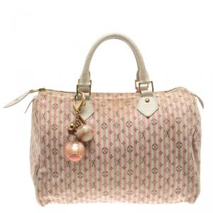 مملوكة مسبقًا حقيبة لوي فيتون ميني لين كرواسون سبيدي مونوغرامي بيضاء/ وردية 30