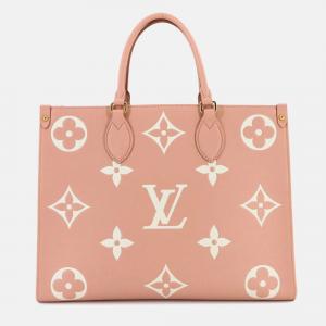 Louis Vuitton Bicolor Monogram Empreinte Onthego Mm Tote Bag Rose Trianon Creme