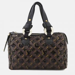 Louis Vuitton Monogram Eclipse Speedy 30 Handbag Brown Black Sequins