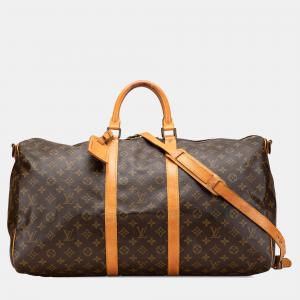 Louis Vuitton Brown Monogram Keepall Bandouliere 55