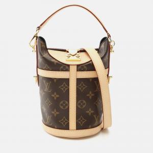 Louis Vuitton Duffle Bag Monogram Handbag Coated Canvas Leather Brown