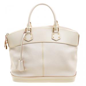 Pre Owned Louis Vuitton Ivory Suhali Leather Lockit MM Bag