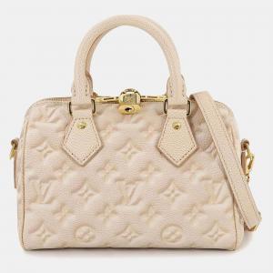 Louis Vuitton Monogram Speedy Bandouliere 20 2Way Hand Shoulder Bag Leather Beige Clair