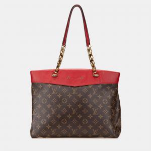 Louis Vuitton Brown/Red Monogram Pallas Shopper