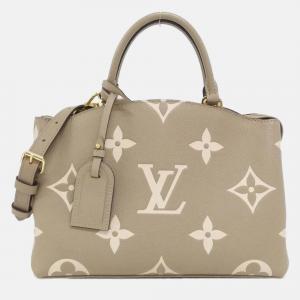 Pre Owned Louis Vuitton Petit Palais PM Beige Monogram Empreinte Leather Handbag