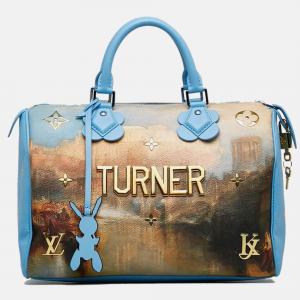 Pre Owned Louis Vuitton Masters Collection Turner Speedy 30 Blue Multicolor PVC Leather Handbag