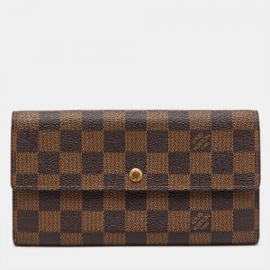 Pre Owned Louis Vuitton Damier Ebene Canvas Sarah Long Wallet