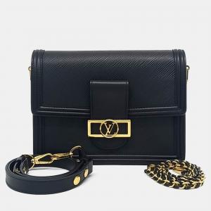 Pre Owned Louis Vuitton Black Leather Epi Dauphine MM