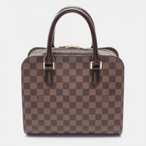 Pre Owned Louis Vuitton Triana Brown Canvas, Leather Satchel Bag