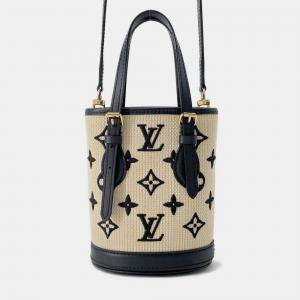 Pre Owned Louis Vuitton Monogram Nano Baguette Shoulder Bag Black