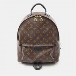 Pre Owned Louis Vuitton Palm Springs Backpack Mm Coated Canvas And Leather Monogram Brown