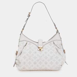 Pre Owned Louis Vuitton White Monogram Mahina XS
