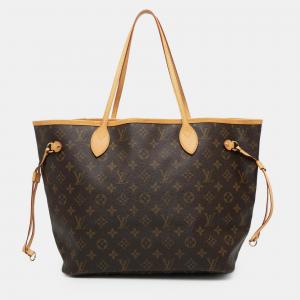 Pre Owned Louis Vuitton Brown Monogram Neverfull MM