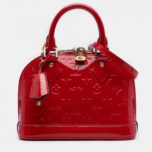 Pre Owned Louis Vuitton Red Monogram Vernis Alma BB