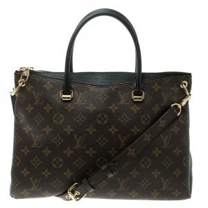 Pre Owned Louis Vuitton Black Monogram Canvas Pallas Bag