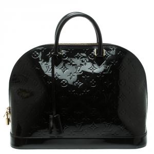 مملوكة مسبقًا Louis Vuitton Black Monogram Vernis Alma GM Bag