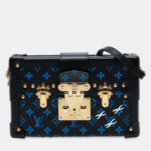 Pre Owned Louis Vuitton Black Blue Monogram Petite Malle