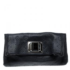 Pre Owned Louis Vuitton Navy Blue Monogram Leather Limited Edition Altair Clutch