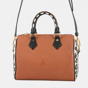 Pre Owned Louis Vuitton Speedy Bandouliere Brown Monogram Empreinte Leather Wild At Heart Size 25