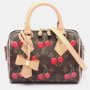 Pre Owned حقيبة لوي فويتون تاكاشي موراكامي سبيدي باندولير 20 قماش مطلي بي في سي وجلد مونوغرام بني الكرز