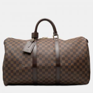 Pre Owned Louis Vuitton Brown Damier Ebene Keepall 50