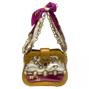 مملوكة مسبقًا Louis Vuitton Multicolor Patent Leather and Alligator Monogram Charms Linda Scarf Bag